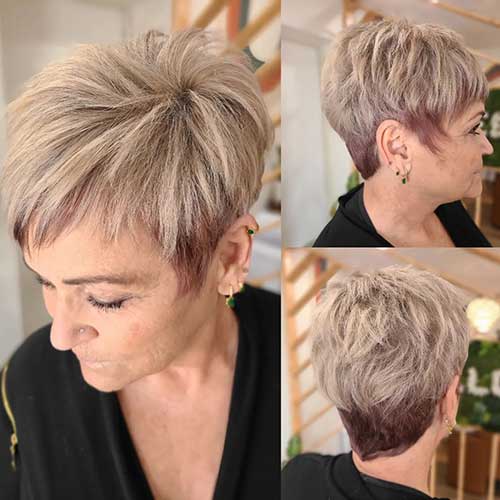 Edgy Pixie Cut Over 50 with Highlights